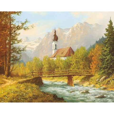 FAMOUS RAMSAU CHURCH Black Modern Wood Framed Art Print by Bochmann, Joh.