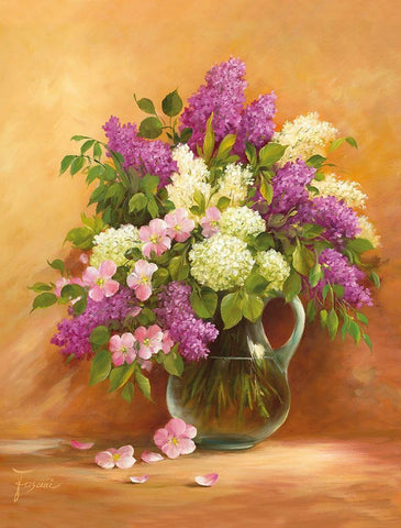 SMELL OF LILAC I White Modern Wood Framed Art Print with Double Matting by Fasani