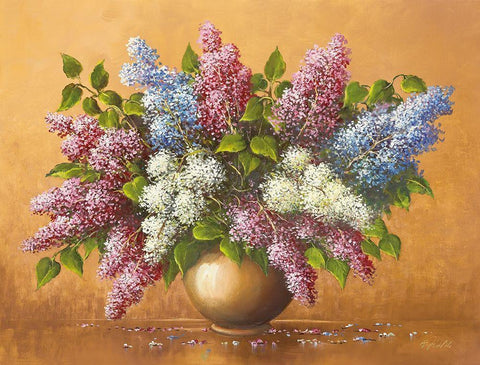 SYRINGA Black Ornate Wood Framed Art Print with Double Matting by Glassl, Helmut