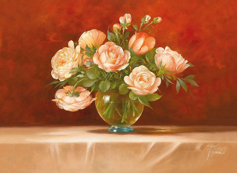 ROSES ABSTRACT I Black Ornate Wood Framed Art Print with Double Matting by Fasani