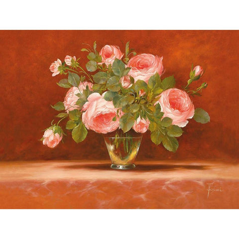 ROSES ABSTRACT II Gold Ornate Wood Framed Art Print with Double Matting by Fasani