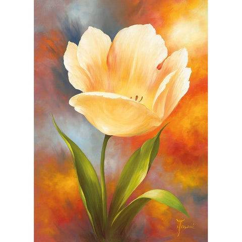 GOLDEN TULIP Black Modern Wood Framed Art Print by Fasani