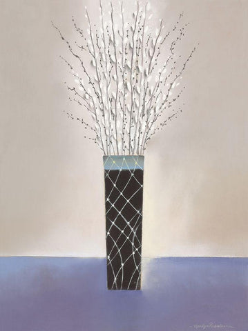 WILLOW I White Modern Wood Framed Art Print with Double Matting by Robertson, Marilyn