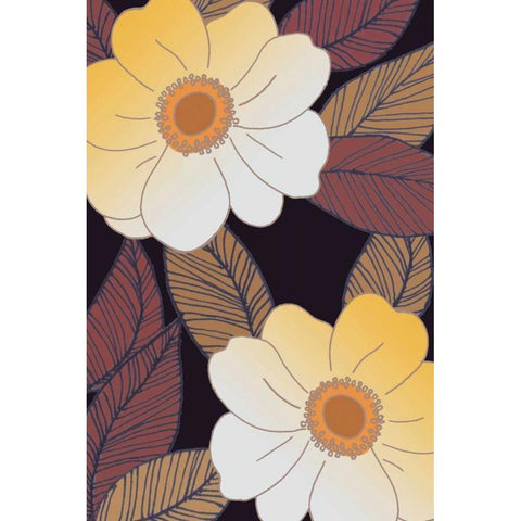 Golden Blooms I White Modern Wood Framed Art Print by Verbeek-Van Den Broek