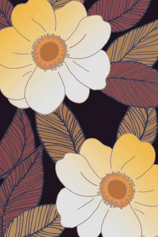 Golden Blooms I Black Ornate Wood Framed Art Print with Double Matting by Verbeek-Van Den Broek