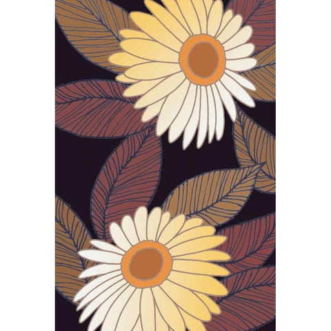 Golden Blooms II Black Modern Wood Framed Art Print with Double Matting by Verbeek-Van Den Broek