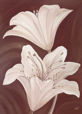 Chocolate Lillies Black Ornate Wood Framed Art Print with Double Matting by Lake, Kaye