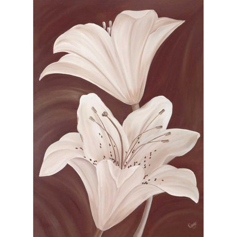 Chocolate Lillies Black Modern Wood Framed Art Print by Lake, Kaye
