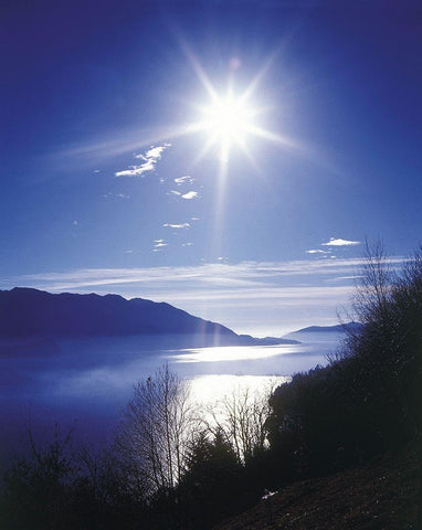 IDYLLIC LAKE I White Modern Wood Framed Art Print with Double Matting by Weissing, Gerd