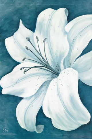 Wistful Lily I White Modern Wood Framed Art Print with Double Matting by Lake, Kaye
