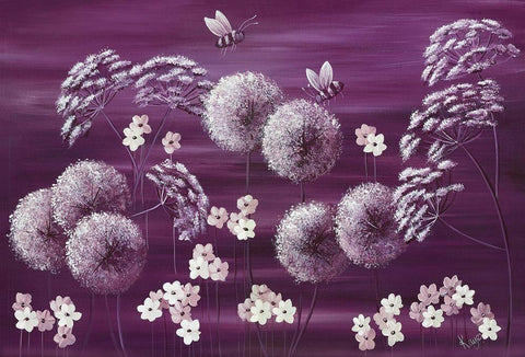 MIDNIGHT MEADOW White Modern Wood Framed Art Print with Double Matting by Lake, Kaye