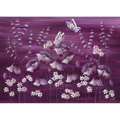 MOONLIT MEADOW Black Modern Wood Framed Art Print by Lake, Kaye