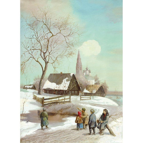 END OF WINTER White Modern Wood Framed Art Print by Chairudinov, A.