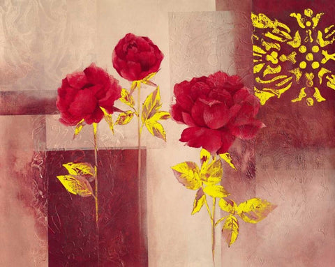 Red Essence Black Ornate Wood Framed Art Print with Double Matting by Verbeek-Van Den Broek