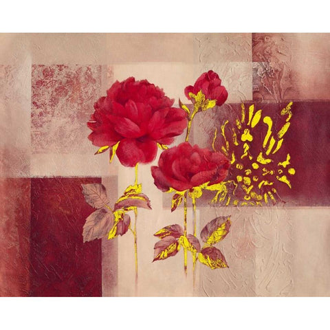 Red Impression Black Modern Wood Framed Art Print by Verbeek-Van Den Broek