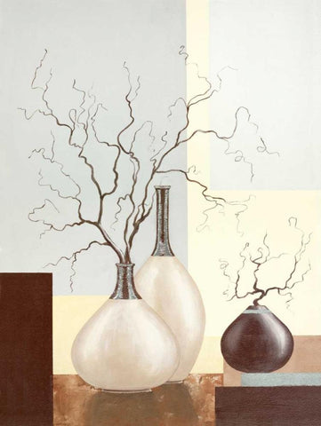 Medley In Brown II White Modern Wood Framed Art Print with Double Matting by Sedalia, David