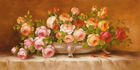 ROSES III Black Ornate Wood Framed Art Print with Double Matting by Fasani