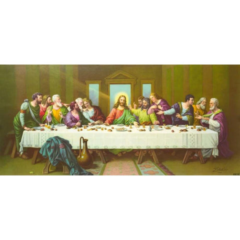 Hl. Abendmahl Gold Ornate Wood Framed Art Print with Double Matting by Zabateri