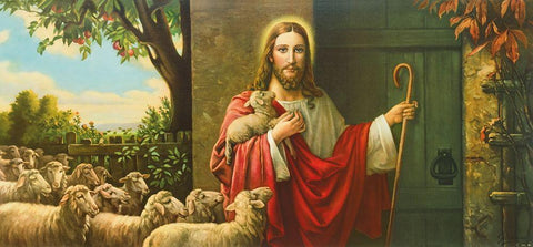 EINE HERDE UND EIN HIRTE Black Ornate Wood Framed Art Print with Double Matting by Giovanni