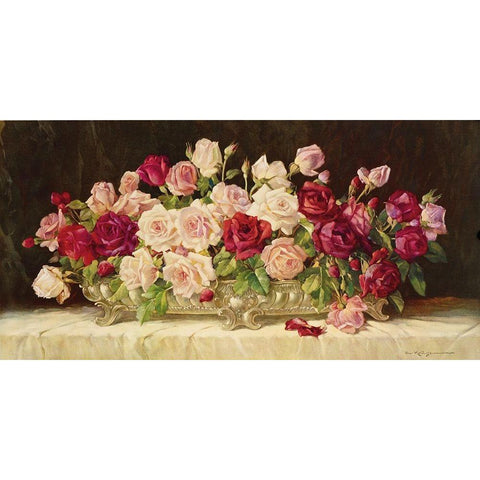 CLASSIC ROSE BOWL Gold Ornate Wood Framed Art Print with Double Matting by Krueger, E.
