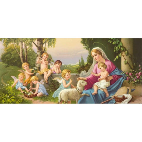 Angel Madonna I White Modern Wood Framed Art Print by Giovanni