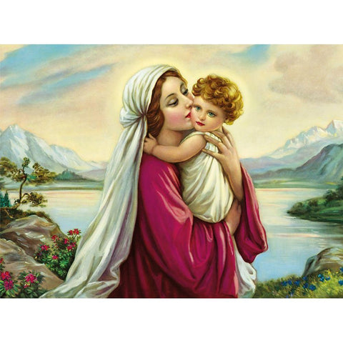 BERGSEE-MADONNA Black Modern Wood Framed Art Print by Giovanni