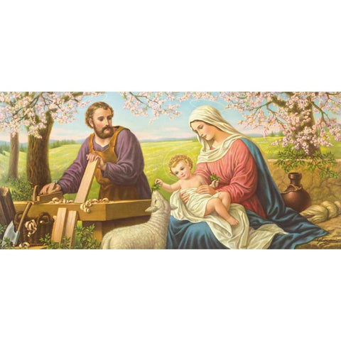 Holy Family White Modern Wood Framed Art Print by Giovanni