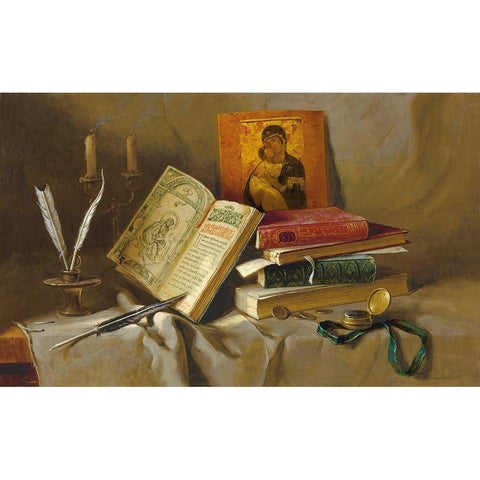 OLD BOOKS I Black Modern Wood Framed Art Print by Belkovskij, Igor