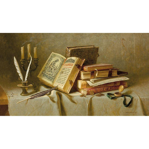 OLD BOOKS II White Modern Wood Framed Art Print by Belkovskij, Igor
