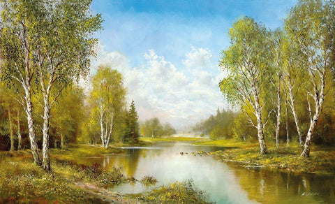 SPRINGTIME MORNING Black Ornate Wood Framed Art Print with Double Matting by Glassl, Helmut