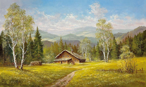 SUMMER SHADOWS White Modern Wood Framed Art Print with Double Matting by Glassl, Helmut