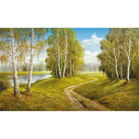 ROMANTIC PATHWAY White Modern Wood Framed Art Print by Glassl, Helmut