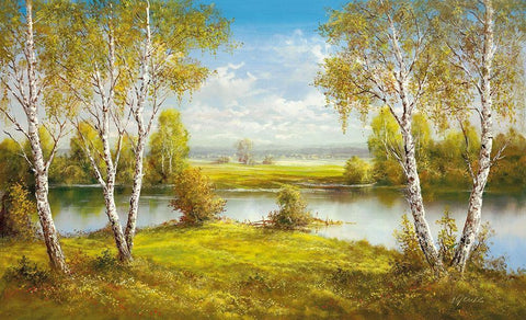 REFLECTIONS OF SPRING Black Ornate Wood Framed Art Print with Double Matting by Glassl, Helmut