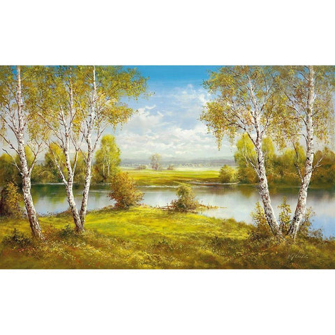 REFLECTIONS OF SPRING Black Modern Wood Framed Art Print by Glassl, Helmut