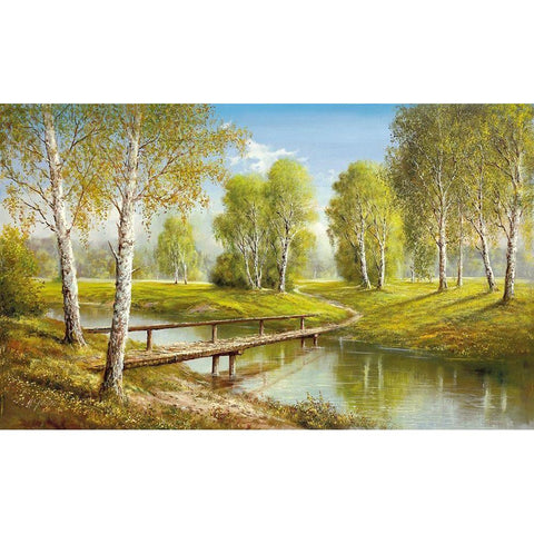BRIDGE INTO PARADISE Black Modern Wood Framed Art Print by Glassl, Helmut