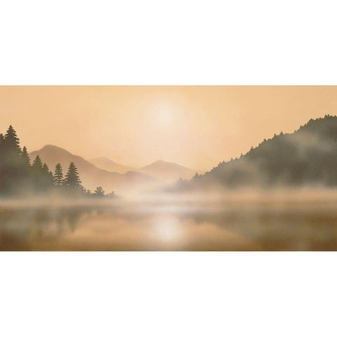 MOUNTAIN MIST Black Modern Wood Framed Art Print with Double Matting by Walsh, Peter