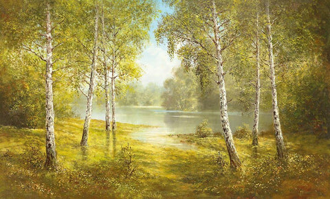 POND SPINKA Black Ornate Wood Framed Art Print with Double Matting by Glassl, Helmut