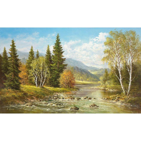 RIVER TISA BY RACHOV White Modern Wood Framed Art Print by Glassl, Helmut