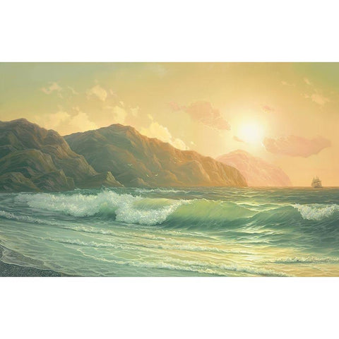 HIGH TIDE White Modern Wood Framed Art Print by Slava