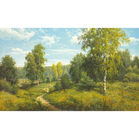 SUMMER WAY White Modern Wood Framed Art Print by Priscepa, Igor