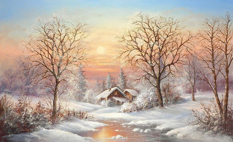 COSY WINTER White Modern Wood Framed Art Print with Double Matting by Glassl, Helmut