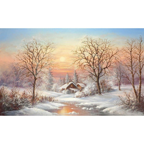 COSY WINTER White Modern Wood Framed Art Print by Glassl, Helmut
