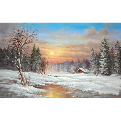 TUNDRA NIGHT White Modern Wood Framed Art Print by Glassl, Helmut