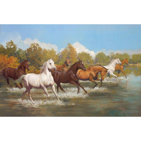 STAMPEDE Black Modern Wood Framed Art Print by Lombardo, Spartaco