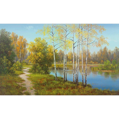 LIGHT IN THE FOREST White Modern Wood Framed Art Print by Slava