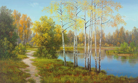 LIGHT IN THE FOREST Black Ornate Wood Framed Art Print with Double Matting by Slava