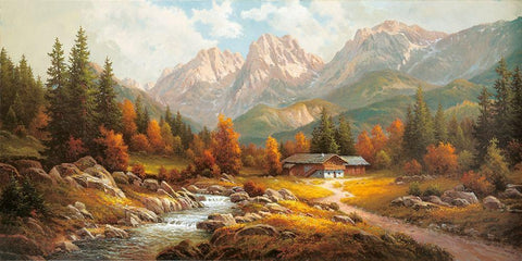 WILDER KAISER Black Ornate Wood Framed Art Print with Double Matting by Weber, Max