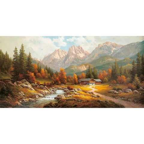 WILDER KAISER Black Modern Wood Framed Art Print with Double Matting by Weber, Max