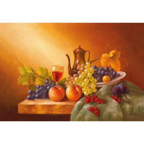 Still-Life WITH FRUITS I Gold Ornate Wood Framed Art Print with Double Matting by Fasani