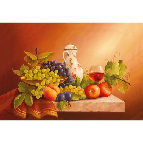 Still-Life WITH FRUITS II White Modern Wood Framed Art Print by Fasani